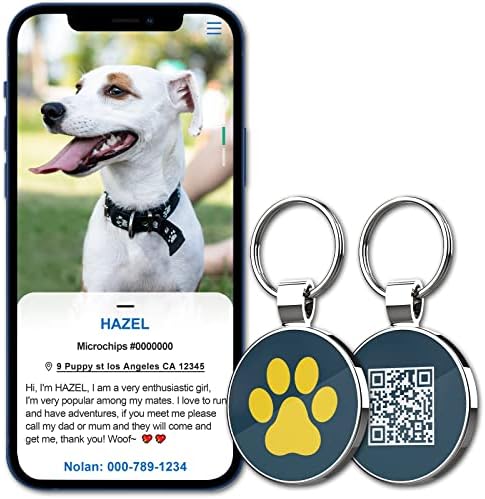 MYLUCKYTAG QR Code Pet ID | Personalized Dog & Cat Collar Tag | Online Profile with Instant Scanned Location Alert Email