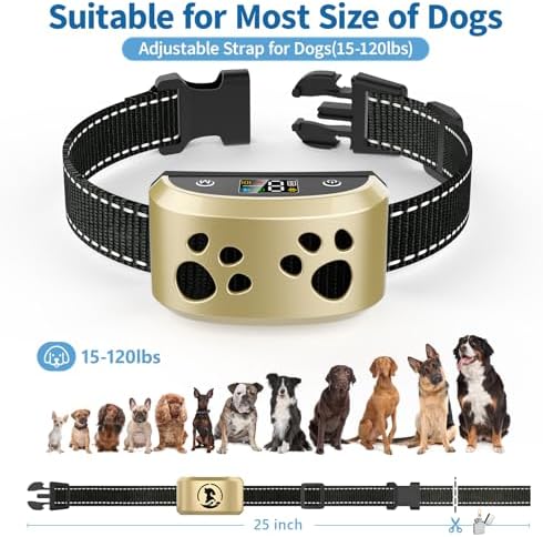 Smart Bark Collar for Large Dogs with 8 Adjustable Sensitivity Levels | Anti-False Trigger Technology, 4 Humane Modes (Beep/Vibration), Rechargeable & IP67 Waterproof Stop Barking Collar