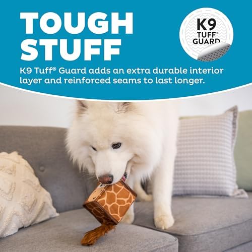 Outward Hound Fire Biterz Cubez Brown Giraffe Squeaky Ballistic Firehose Dog Toy, Small