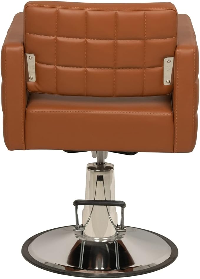 Buy-Rite Icon Styling Chair in Camel for Professional Salons & Barbershops, Extra Wide Seat, Quilted Design, Hydraulic Pump, Tufted Back, Easy-Clean Vinyl, Durable Steel Frame, YLG-192-CAM