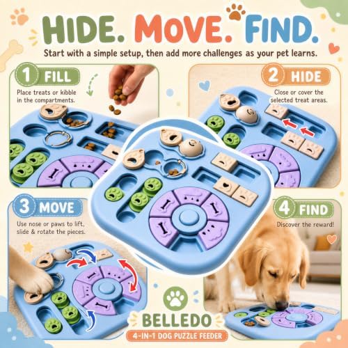 Interactive Dog Puzzle Toys for Smart Dogs - Mental Stimulation Puzzle Toys for Small & Medium Dogs, Treat Dispensing Dog Enrichment Toys for Beginner Dogs