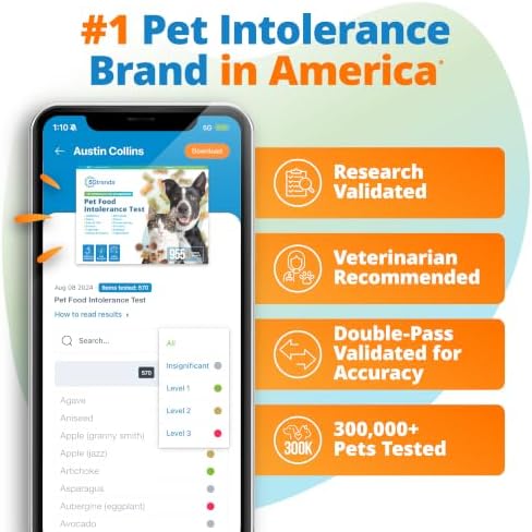 5Strands Pet Food Intolerance Test for Dogs & Cats, 825 Items Tested | Identify Food Triggers for Pets of All Breeds & Ages. At-Home Hair Analysis to Pinpoint Gut Health Stressors, 4 Day Results