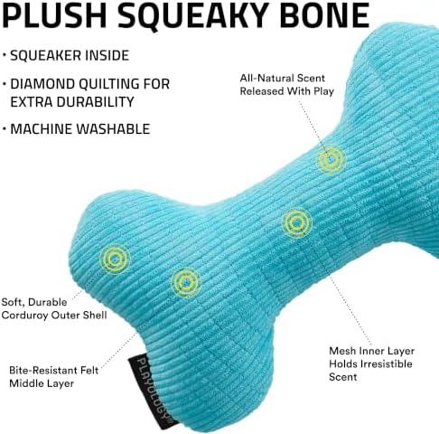 Playology Durable Plush Bone Toy- Crinkle Bone - Jumbo,Peanut Butter Scent
