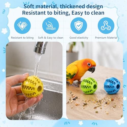 Foraging Toys for Birds, 2PCS Parrot Feeder Chew Toy Balls, Bird Foraging Toys for Parakeets and Cockatiels, Bird Chew Toys for Parrots, Slow-Feeding Pet Enrichment Toy