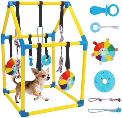 Puppy Play Gym, Dog Play Gym with 8 Hanging Toys for Small Dogs