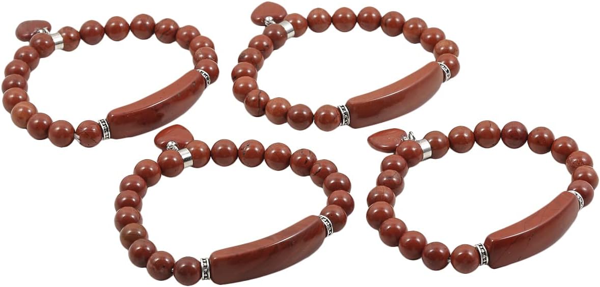 TUMBEELLUWA Healing Stone Bracelet 8mm Beads Chakra Crystal Energy Heart Charm Bracelet Handmade Jewelry for Women