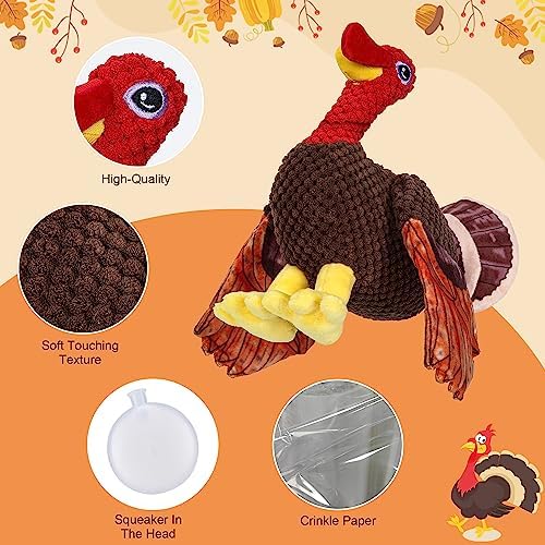 Thanksgiving Turkey Dog Toy for Small Medium Puppies, Fall Dog Toys