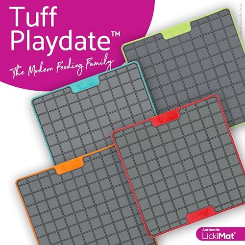 LickiMat Tuff Playdate Slow Feeder Lick Mat for Dogs, Red, Boredom Aid