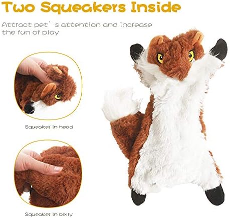 Dog Squeaky Chew Toys No Stuffing Soft Plush for Small Medium Large Breed | Best Birthday Gifts to Keep Them Busy Chewer Teething Chewing Fetch Interactive Squeakers Pet Supplies Bundle Tough Durable