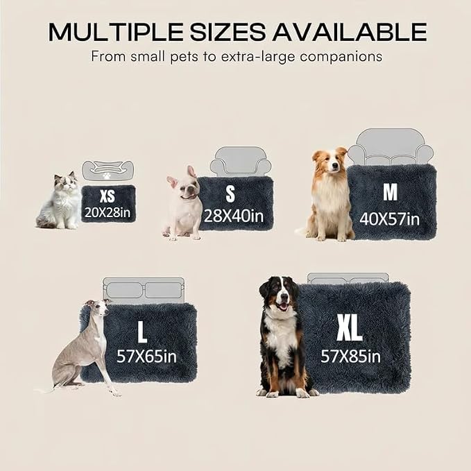 Waterproof Dog Blanket Pet Throw Blankets Fluffy Long Faux Fur Reversible Puppy Blankets 85x57in Furniture Protector Cover for Sofa Bed Couch Bed Cover Washable for Dogs Cats (Grey XL)