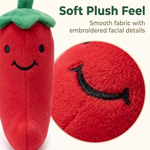 Chilli Fruits and Vegetables Dog Squeaky Chili Eggplant Corn Puppy Dog for Small Dogs,Chili,Size 1 Nice and Practical Squeak Pet Supplies