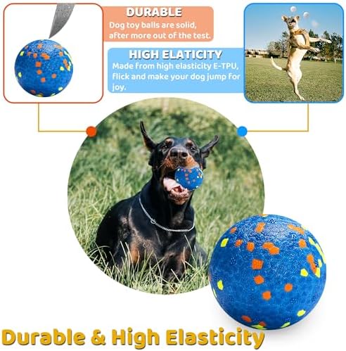 Dog Balls, Indestructible Dog Toy Ball for Aggressive Chewers, Durable High Elasticity Interactive Ball for Training Dog Catch and Fetch, Large Medium Small Dog and Puppies(Blue, 2.5in, 1pcs)