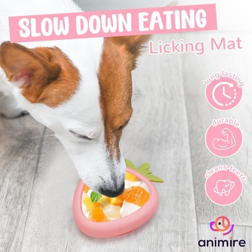 Freeze Dog Lick Bowl, Animire Non-Slip Slow Feeder Lick Mat for Dogs, Silicone Dog Enrichment Bowl for Distraction Anxiety Relief Boredom, BPA Free, Dishwasher Safe(Pink,L)
