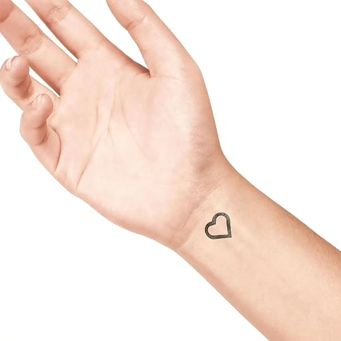 LaDot Starter Ink Pad and Two Heart Temporary Tattoo Stamp Set, Skin-Friendly Body Ink 15 ml, Reusable Ceramic Skin Stamps