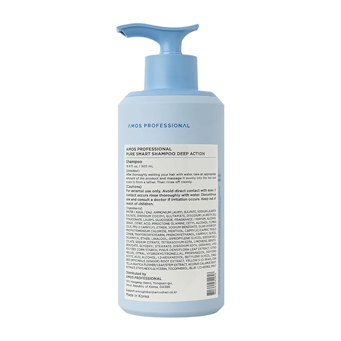 AMOS PROFESSIONAL Pure Smart Shampoo Deep Action l Clarifying Shampoo for Dandruff, build-up and Dirt, For Oil & Flake Control, 16.9 fl. oz.