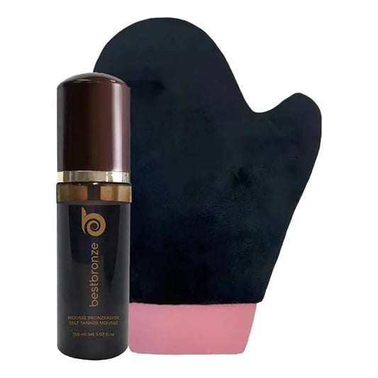 Best Bronze Tinted Self Tanner Kit Mousse with Mitt – Sunless Tanner Foam for Customizable Self Tan, Light to Dark Fake Tan – Vegan Tanning Mousse – Sunless Tanning Foam (5.07 Fl Oz & Mitt)