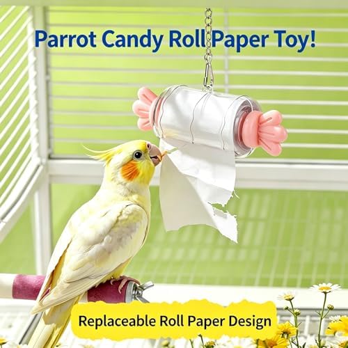 Bird Shredding Toy with Paper Roll for Cockatiels Conures Parakeets