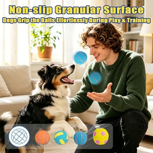 2.6" Squeaky Dog Balls, Interactive Latex Dog Squeaky Toys Soccer Ball Durable for Puppy Small Medium Dogs 4 Pack