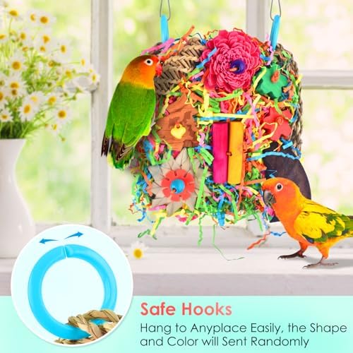 KATUMO Bird Toys, Parakeet Toys Bird Grass Mat Parrot Shredder Toys Lovebird Forage Toys for Cockatiel Conure Lovebird Parakeet Small-Medium Birds