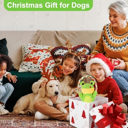 Drmstow Dog Toys for Aggressive Chewers - Interactive Plush Squeaky Toy with Crinkle Paper & Rope, Durable Chew Toys for Anxiety Relief, Small Medium Large Dogs