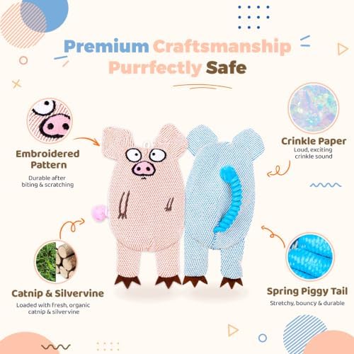 Cat Toys for Indoor Cats, 2 PCS 8000mg A+Natural Catnip Silvervine Crinkle