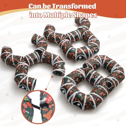Cat Tunnel for Indoor Entertainment, Tear-Resistant Cat Play Tube with Play Ball, Collapsible Pet Tube with Interactive Peephole, Ideal for Outdoor Exercise for Kittens Puppies Rabbits (8-Shaped)