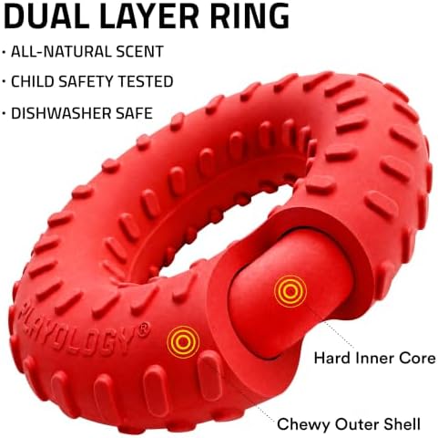 Playology Dual Layer Ring Dog Toy for Aggressive Chewers, Beef Scent