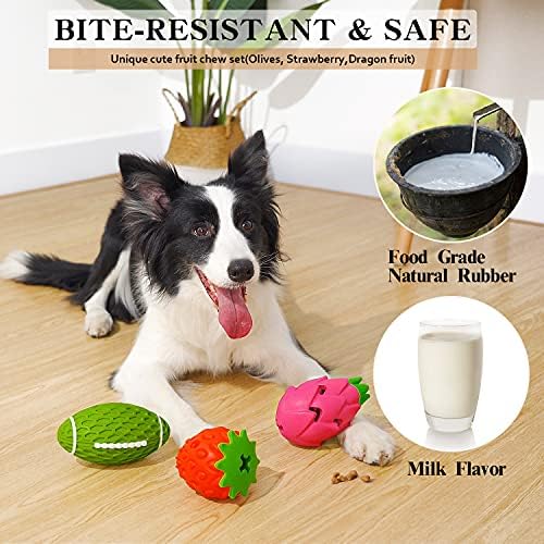 MewaJump Dog Chew Toys for Aggressive Chewers Rubber Squeaky Dog Toy 3 Pack