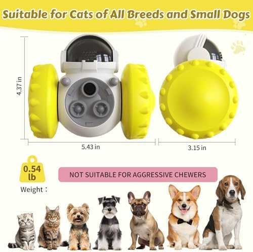 Cat Wobble Treat Dispenser Puzzle Toys Interactive Slow Feeder Snack Enrichment Fun Sliding Rolling Exercise & Distribution Toy for Indoor Cats, Small and Medium Dogs