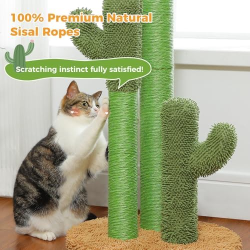PAWZ Road Cactus Cat Scratching Post 35”Cat Scratcher with Toy Ball