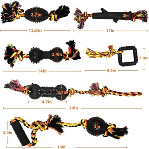 Yipetor Durable Dog Chew Toys 6 Pack, Cotton Rope Rubber Dog Toys