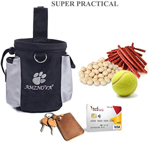 AMZNOVA Dog Treat Pouch Treatnow Dog Treat Bag, 3 Cups, Black