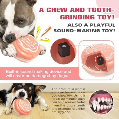 TLKNG Large Size Cake Squeaky Dog Toy for Medium/Large Dogs Breed Aggressive Chewers Durable Bouncy Pink Squeak Toys