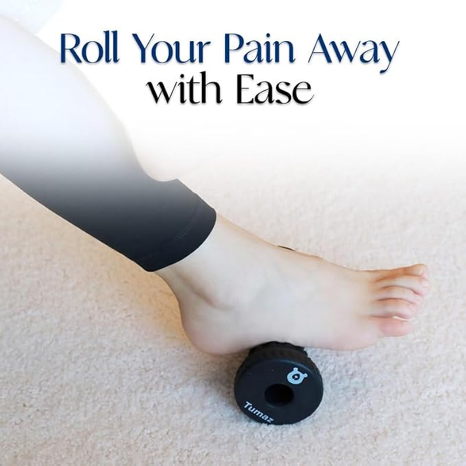 Tumaz Foot Roller, Ergonomic Foot Massage Roller for Arch Pain, Trigger Points and Deep Tissue, Portable - Reflexology Tool for Plantar Fasciitis Relief, Black