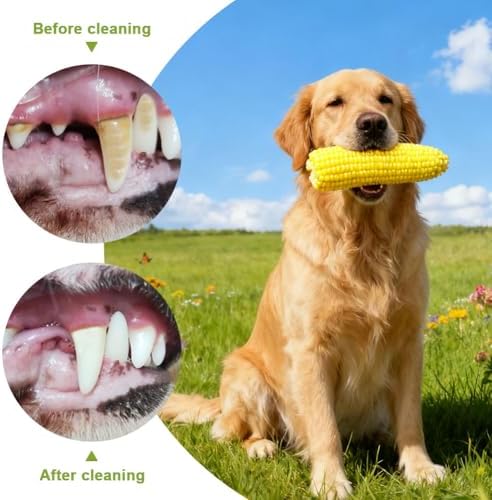 Dog Chew Toys for Chewers Indestructible Durable Interactive Squeaker Dogs Corn Toy Puppy Toothbrush to Keep Them Busy 1 Pack