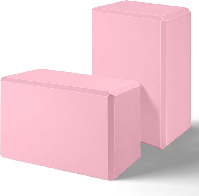 Yoga Blocks 2 Pack 3x6x9IN Foam Block Supportive Latex-Free with Beveled Edges, Non-Slip Exercise Blocks for Pilates, Meditation, Balance, Stretching and Deep Poses
