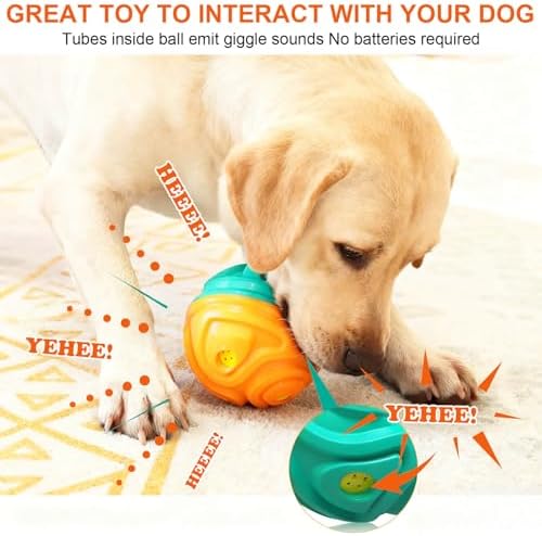 Dog Giggle Ball for Aggressive Chewers, Squeaky Interactive Toy