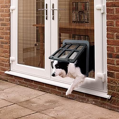 Dog Door for Screen Door with Magnetic Auto-Close, Lockable Doggy Door for Screen Door, Pet Easy Access for Sliding Screen Door
