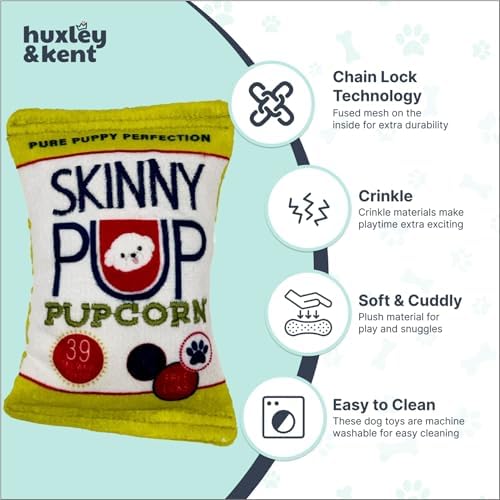 Huxley & Kent Power Plush Squeaky Dog Toy, Skinny Pup
