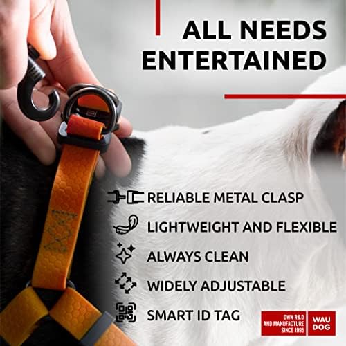 WAUDOG Waterproof Dog Harness with QR Code Tag & Metal Clasp