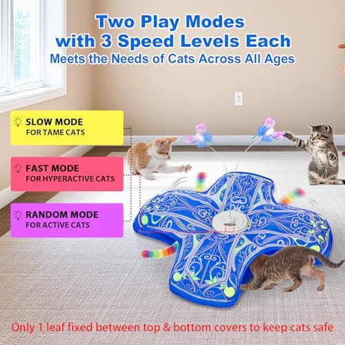 Interactive Cat Toys for Indoor Cats,Automatic Kitten Tunnel Toy | Rechargeable Touch Activated, Hide and Seek Design, Colorful Fluffy Tail & Butterfly, Cat Enrichment Toy for Bored Cats