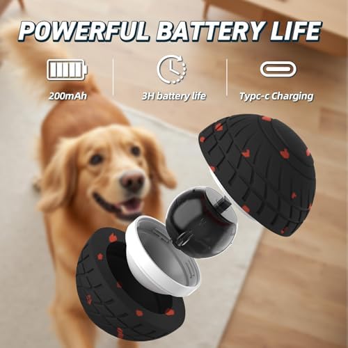 HETOO Smart Interactive Dog Toys, Durable Automatic Balls, 3.2 Inch Black