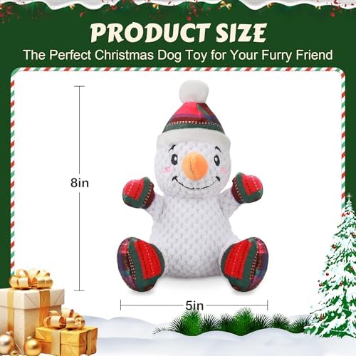Newget Christmas Squeaky Dog Toys, Plush Dog Chew Toys with Crinkle Paper