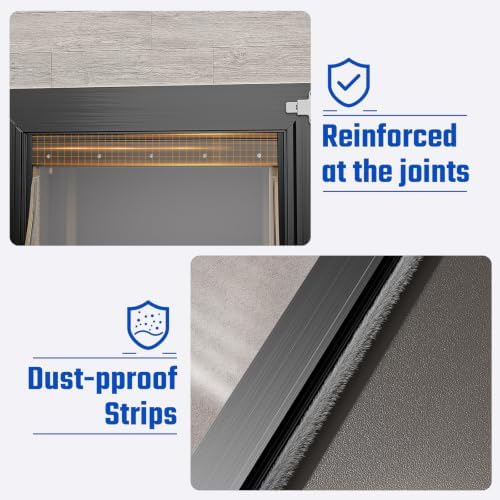 Dog Door for Wall, All Aluminum Large Doggy Door Doggie door, Pet Door Easy to Install, 2 Magnetic Flaps Energy Efficient, Wide Telescoping Tunnel for Interior & Exterior Walls, Pet Up to 110 Lb-Black | 2 Magnetic Flaps, Energy Efficient, Wide Telescop...