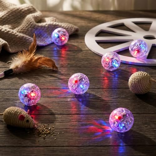 Sratte 2 Pcs Rechargeable Light up Cat Ball Ghost Hunting, Clear