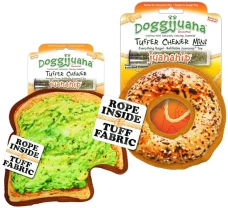 Doggijuana Avocado Toast & Everything Bagel Dog Toy Bundle | 2 Pack