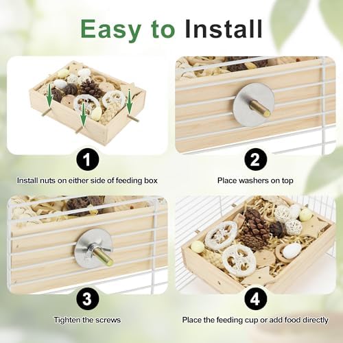 Bird Foraging Toys Box, Wooden Foraging for Bird, Wood Color M