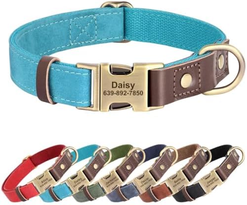 Personalized Dog Collars, Quick Release Buckle, Light Blue,L