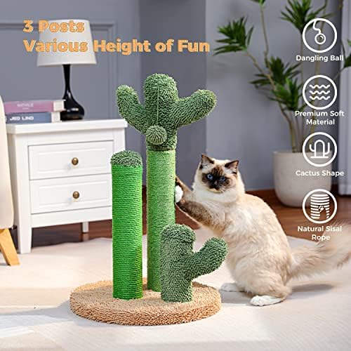 PAWZ Road Cactus Cat Scratching Post 27”Cat Scratcher with Toy Ball