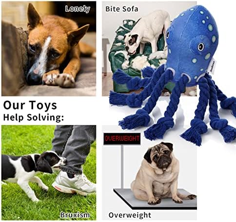 Sedioso Dog Toys, Dog Plush Toy for Large Breed, Large Plush Dogs Stuffed Animal, Puppy Chew Toys for Puppy, Small, Middle, Big Dogs (Octopus)